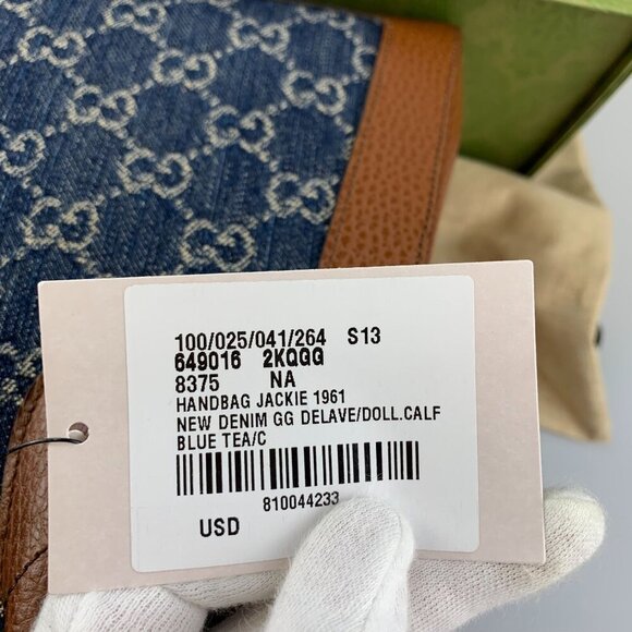 NIB Gucci Jackie 1961 Tote Bag In Blue & Ivory Medium - Picture 15 of 15